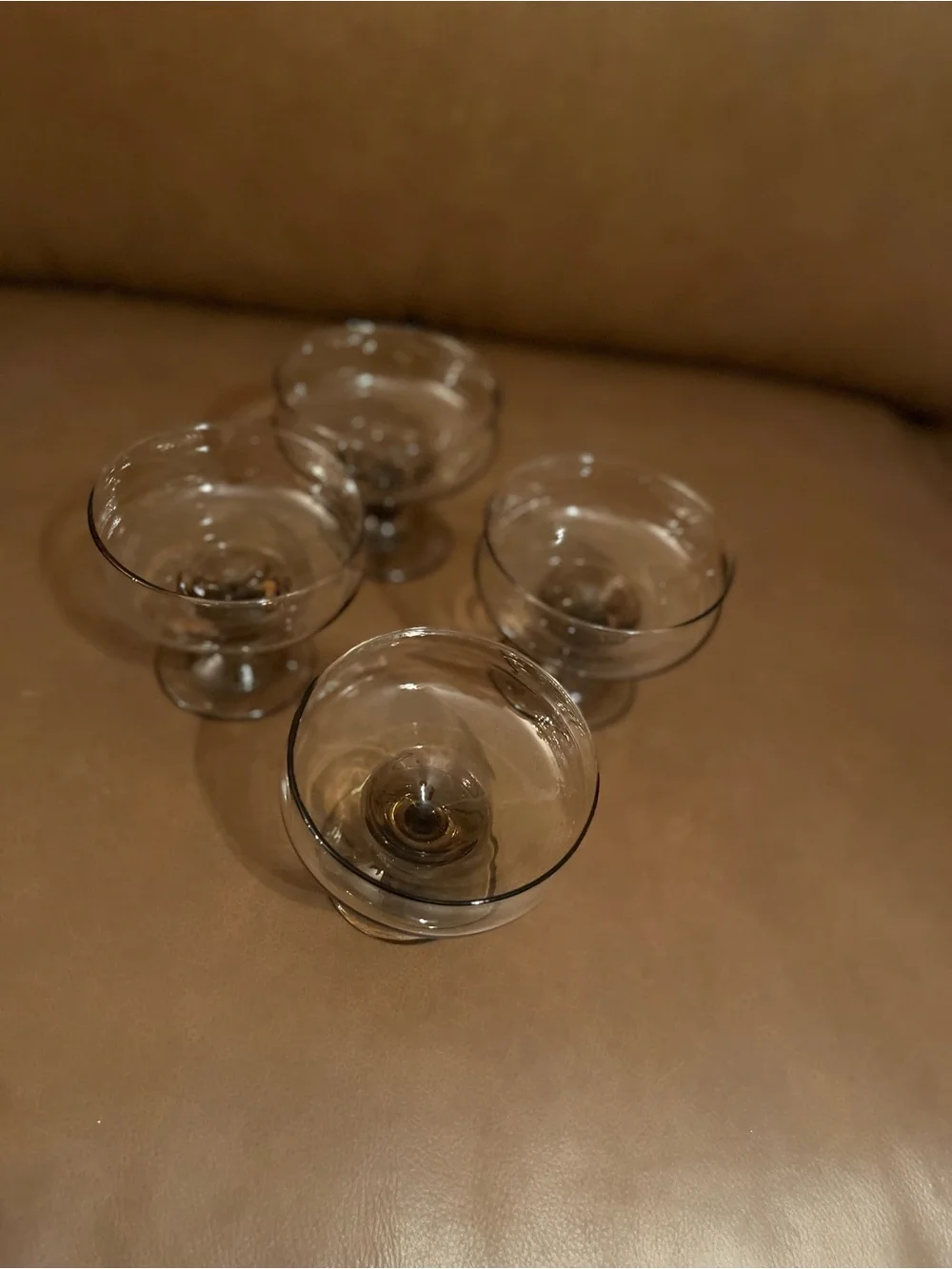 Set of 4 Vintage Smoke Glass Champagne/Dessert Coupes